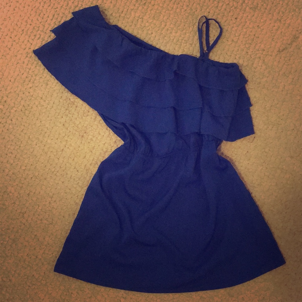 Royal blue mini skirt.